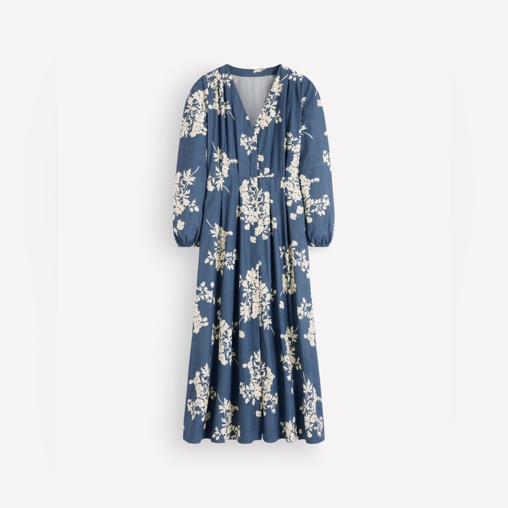 NWT Boden Nicola Cotton Midi Dress in Blue Flecked Bunch - Picture 4 of 10
